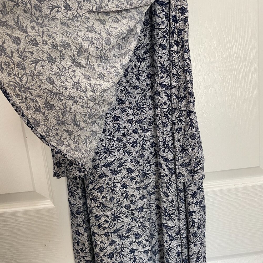 Vintage J.Jill LTD Maxi Dress Small Blue White Floral Sleeveless Rayon USA Made - Picture 5 of 14